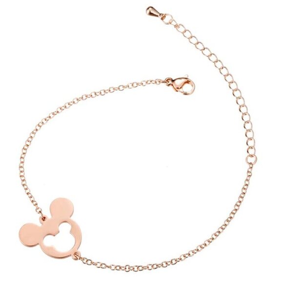 18K Rose Gold Plated Mickey Mouse Bracelet - Picture 1 of 1